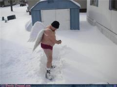 "Dave, why is that fat bloke with wings always outside your house?"    "Oh, hes my garden angel." 