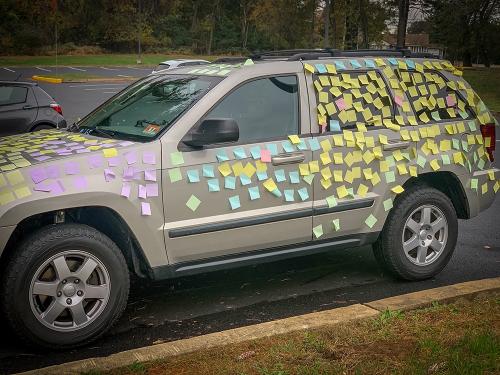 English teachers incensed over car proven to be both stationary and stationery. 